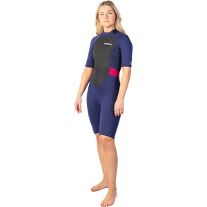 2025 Gul Womens Response 3/2mm Back Zip Shorty Wetsuit RE3318-C1 - Navy / Paisley